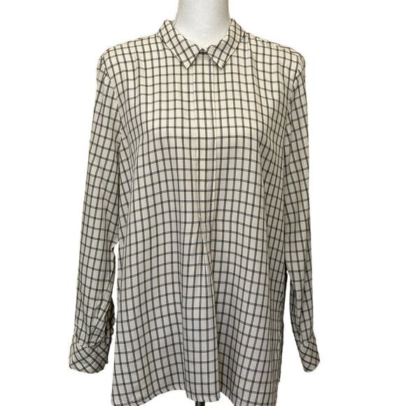 J. Jill white/black windowpane check tunic, large petite, office, classic - Picture 1 of 6